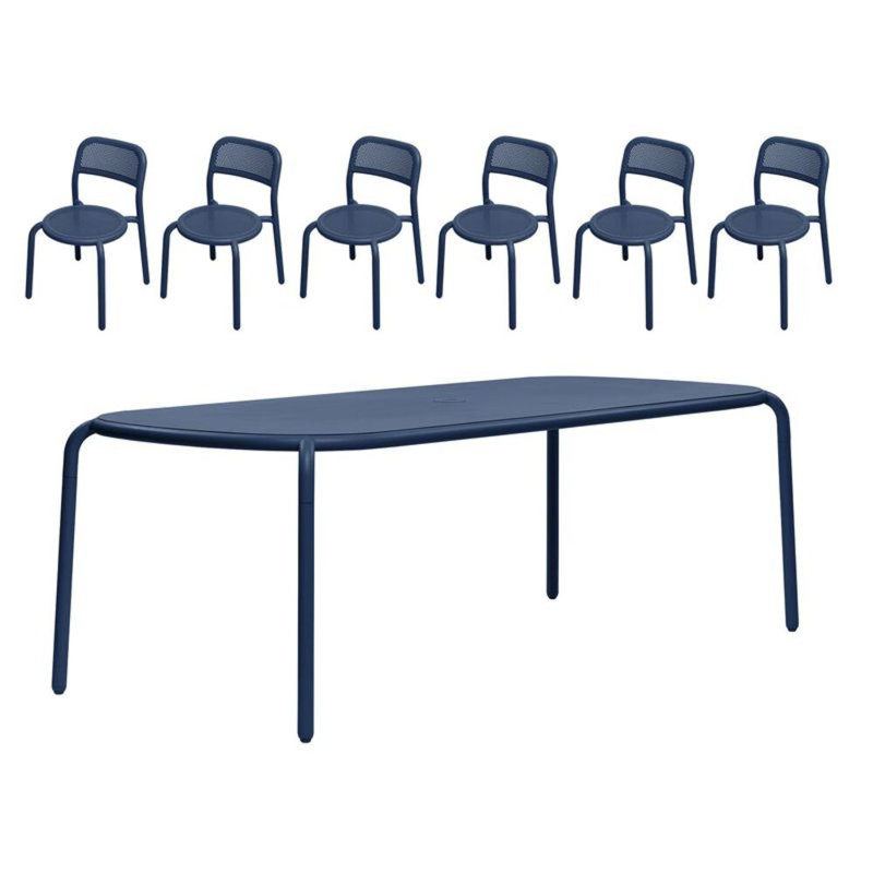 Toni Tablo Outdoor Dining Table Set With Chairs, Anthracite, 6