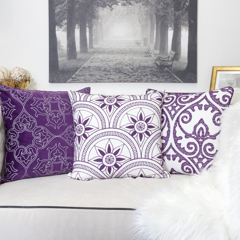 Abrielle Embroidered Outdoor Throw Pillow