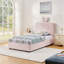 Lit simple tapissier avec tête de lit surdimensionnée, lumière DEL et 4 tiroirs de rangement; Ensemble de lattes, tissu bouclé-602366714-602366662