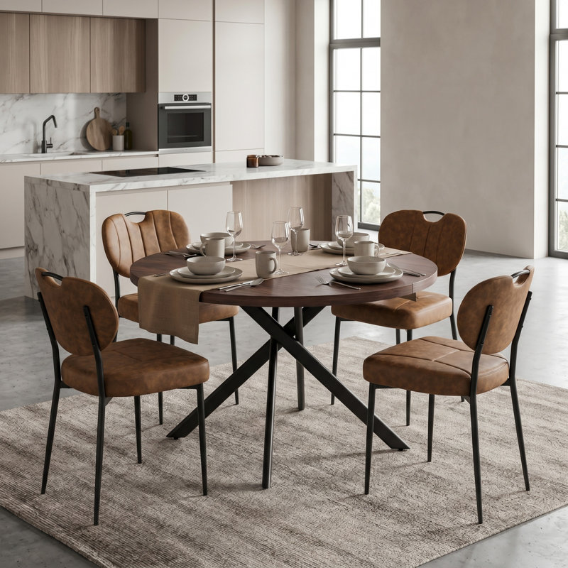 Table de salle à manger pliable, Noyer foncé