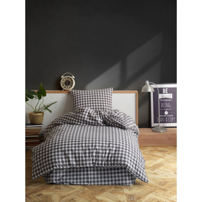 Cotton Plaid Duvet Cover Set