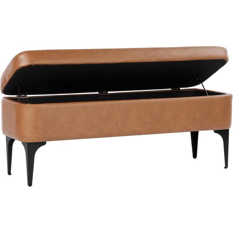 Banc de rangement rembourré avec pieds en métal Home Decor | Banc avec rangement pour le salon et le vestibule