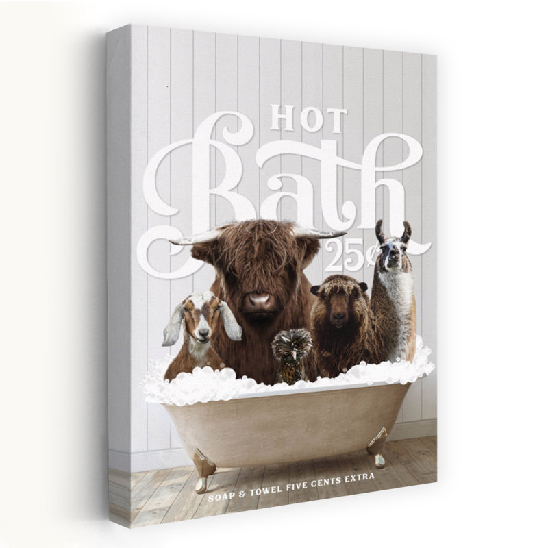 «Farm Farm Hot Bath», fantaisiste, art contemporain de vache, H 60 po x l 40 po