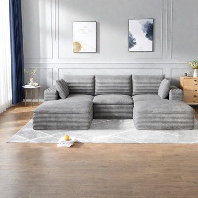 Compression Cloud Sofas, 102 Inch Corduroy Modular Modern Couch For Home