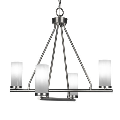 Lustre suspendu 4 lumières avec verre en marbre blanc 2,5 po Trinity