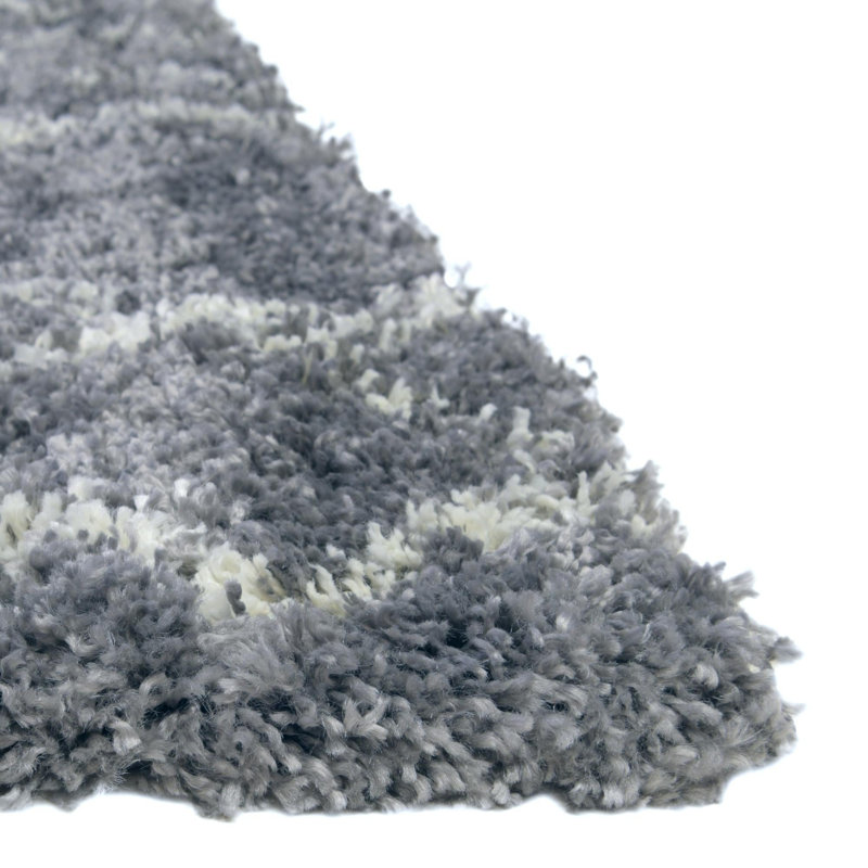 Tapis abstrait gris en polypropylène tissé à la machine Lotario, Carré 8 pi
