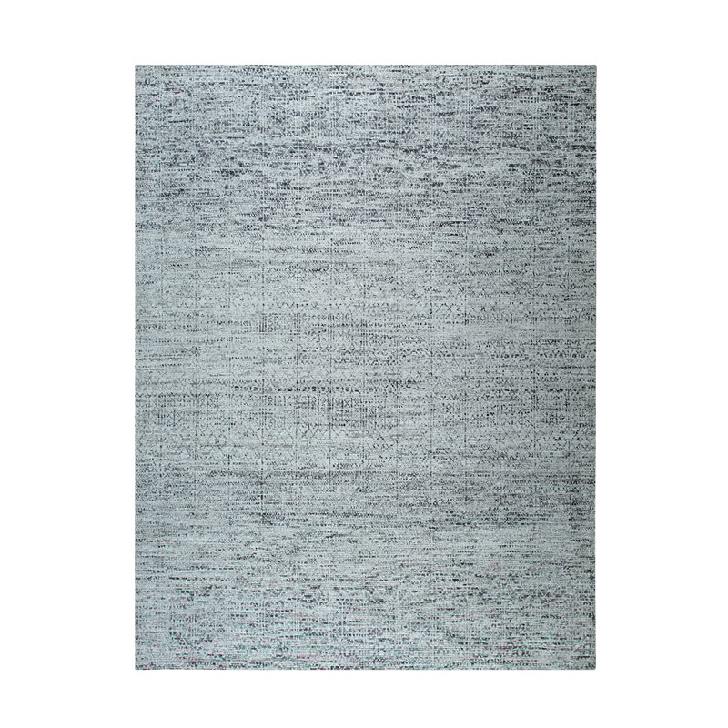 Tapis gris en soie noué à la main gris contemporain, Rectangle de 10 pi x 14 pi
