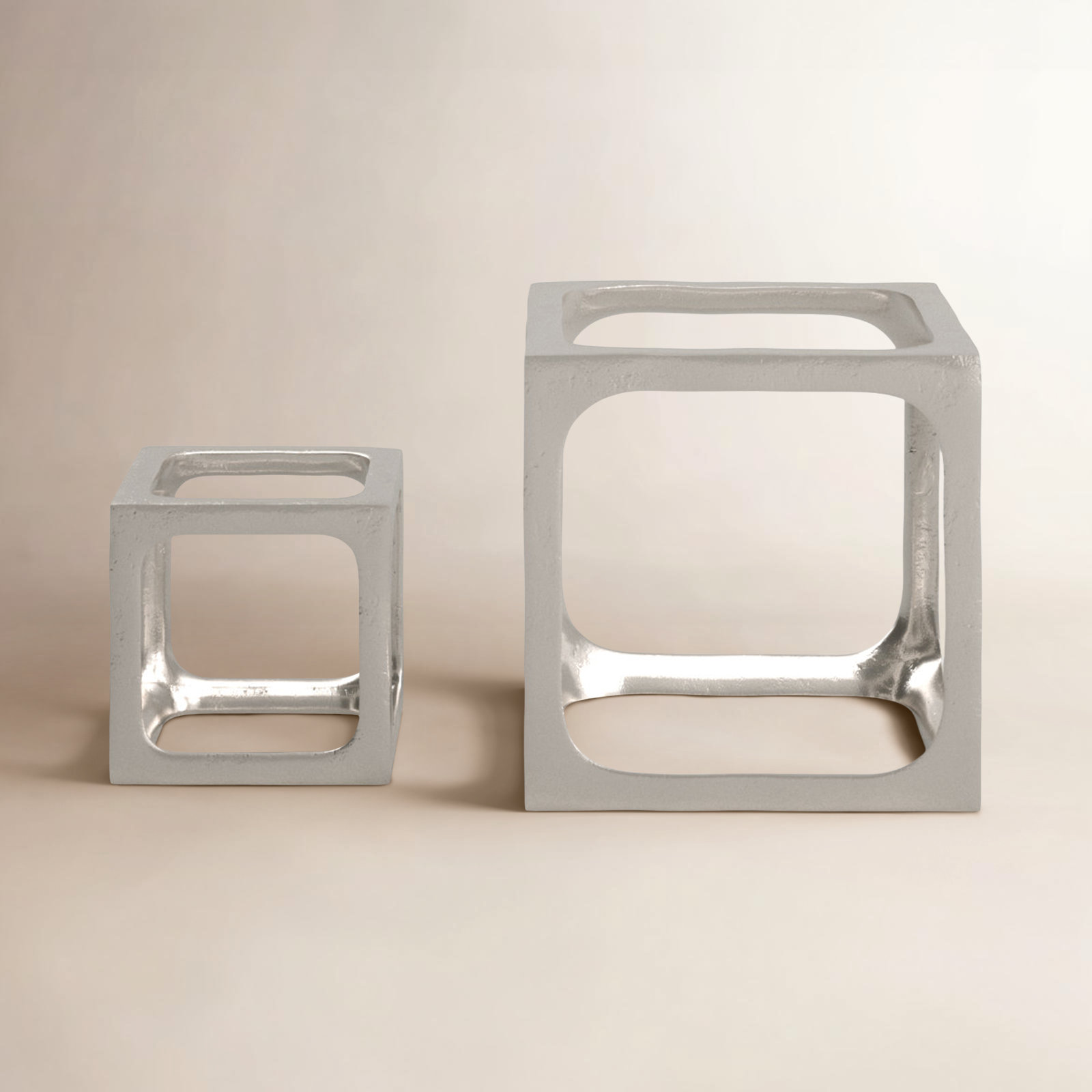 Latte 2-Piece Sculpture, Silver