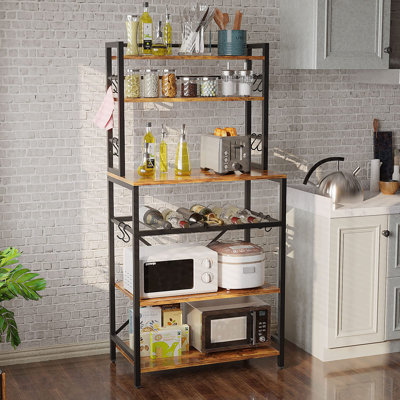 Houon 58cm Metal Standard Baker's Rack with Microwave Compatibility with Wine Bottle Storage