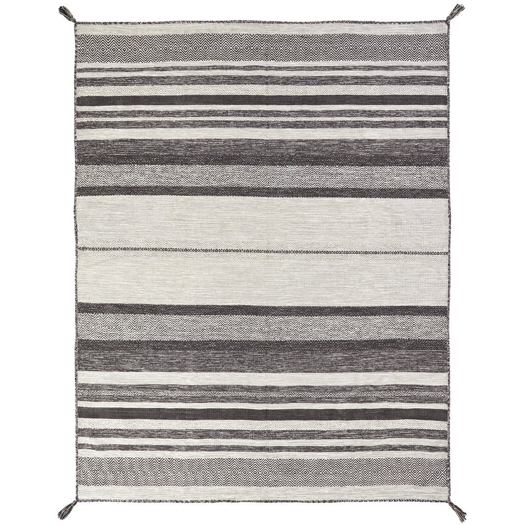 Phillipston Striped Handmade Cotton Gray/Brown Area Rug Union Rustic Rug 