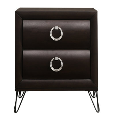 Table de chevet foncée avec deux tiroirs fonctionnels et un design 2 po - Améliore le rangement de l'ambiance de la chambre à coucher