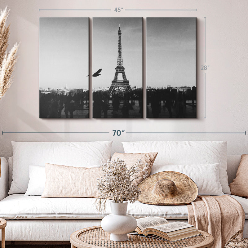 «Overcast Eiffel Tower», 3 pièces, H 28 po x l 45 po 