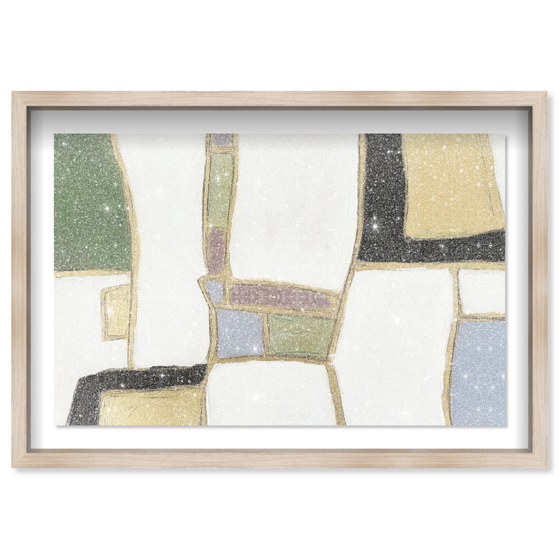 A Night With Klimt I Shadowbox Abstract Print by Oliver Gal, Black Frame, 15 x 10, 11.5"H x 16.5"W, Natural Oak Frame