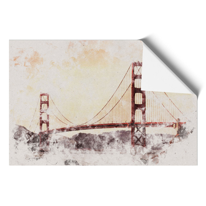 Golden Gate Bridge Watercolour - Frameless Print, 30cm H x 42cm W x 0.1cm D