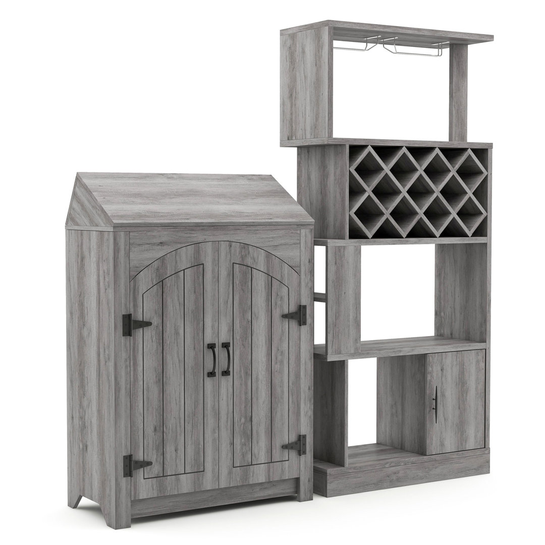 Frodsham 11 Bottle Wine bottle & Glass Rack and Cabinet Bar 2-piece Set Laurel Foundry Modern Farmhouse®