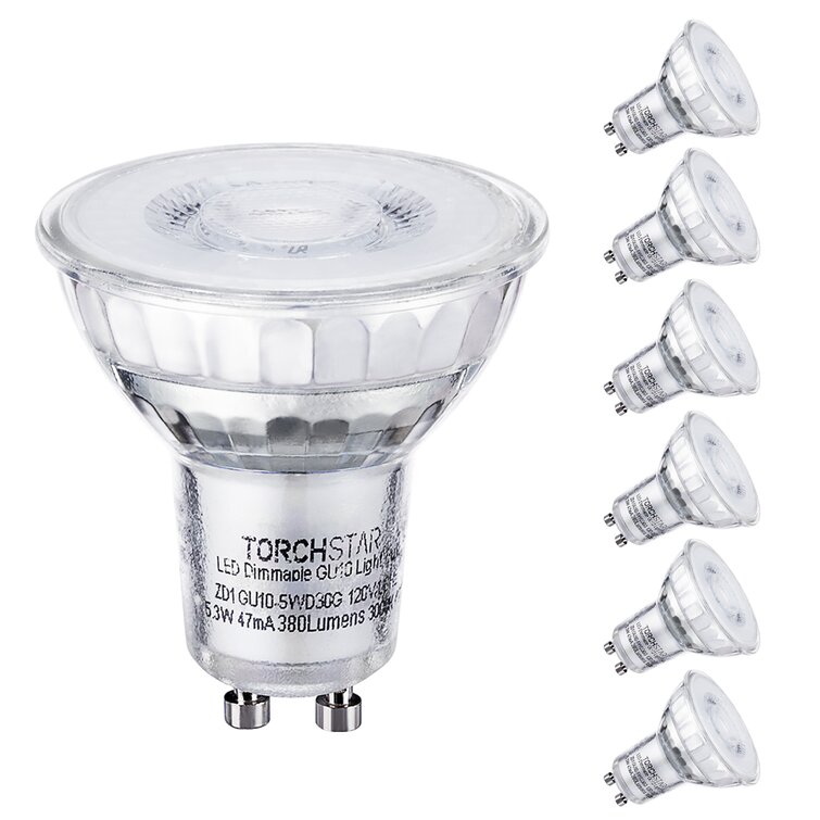 TORCHSTAR GU10 LED Dimmable Spotlight Bulbs with Clear Glass 50W