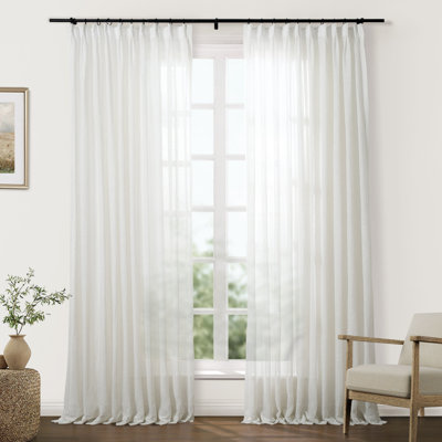 Ensemble de 2 rideaux transparents à plis pincés Twopages