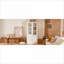 Cabinets, garde-manger rétro blanc cassé avec portes en verre et amp; Rangement à lattes, H 75,25 po x l 36,25 po, panneau de fibres à densité moyenne pour le salon