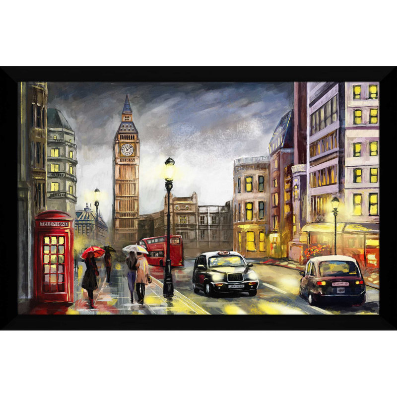«London Streets», reproduction encadrée, H 33,5 po x l 49,5 po x P 1 po, Cadre noir