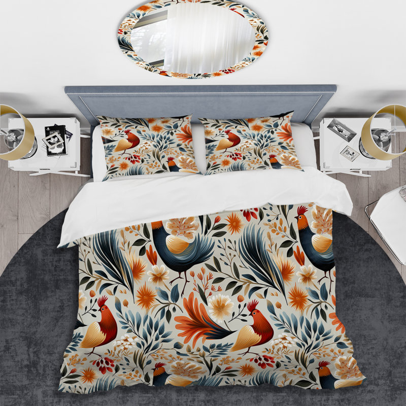 Literie Country Charm Red Rooster, Housse de couette pour très grand lit et 2 très