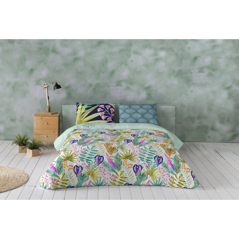 Ensemble de housse de couette en coton 3 pièces Tropik Queen (l 90 po x L 92 po)
