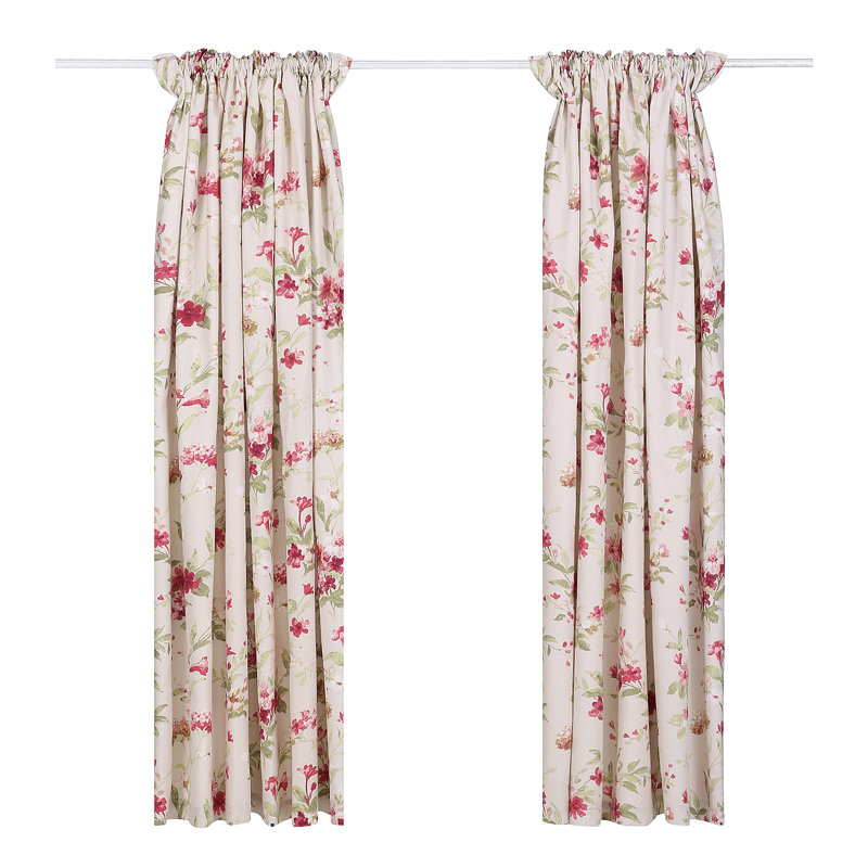 Cotton Room Darkening Curtain Pair, 229 W x 183 D cm, Red