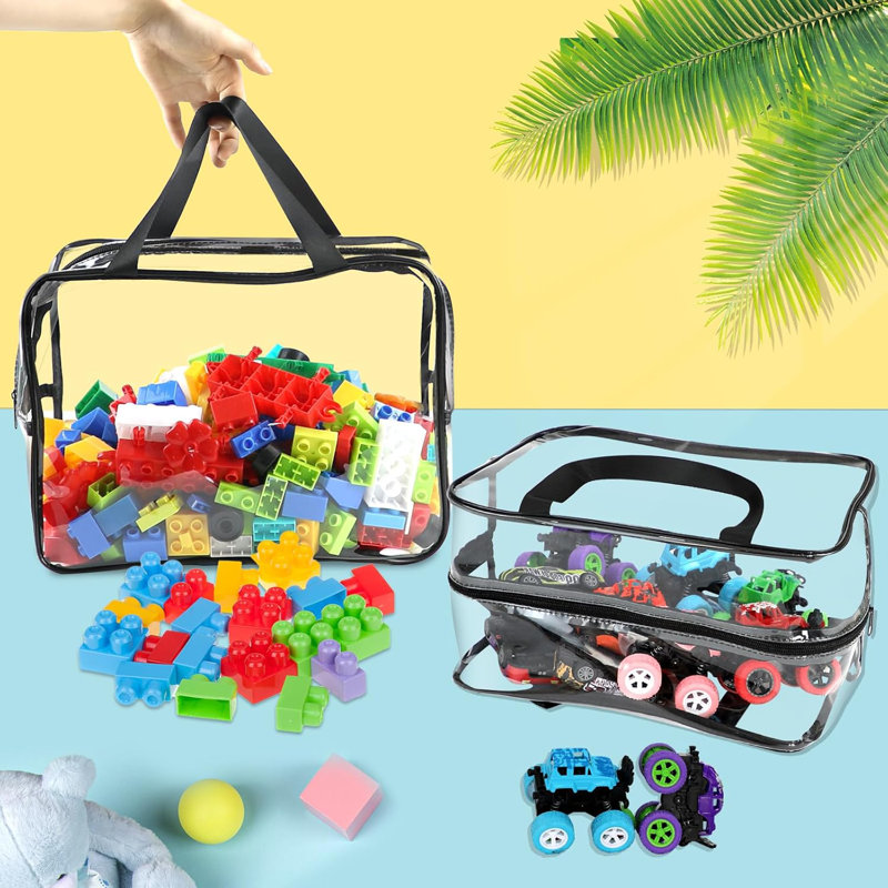 Paquet de 6 sacs de rangement transparents pour jouets avec étiquettes