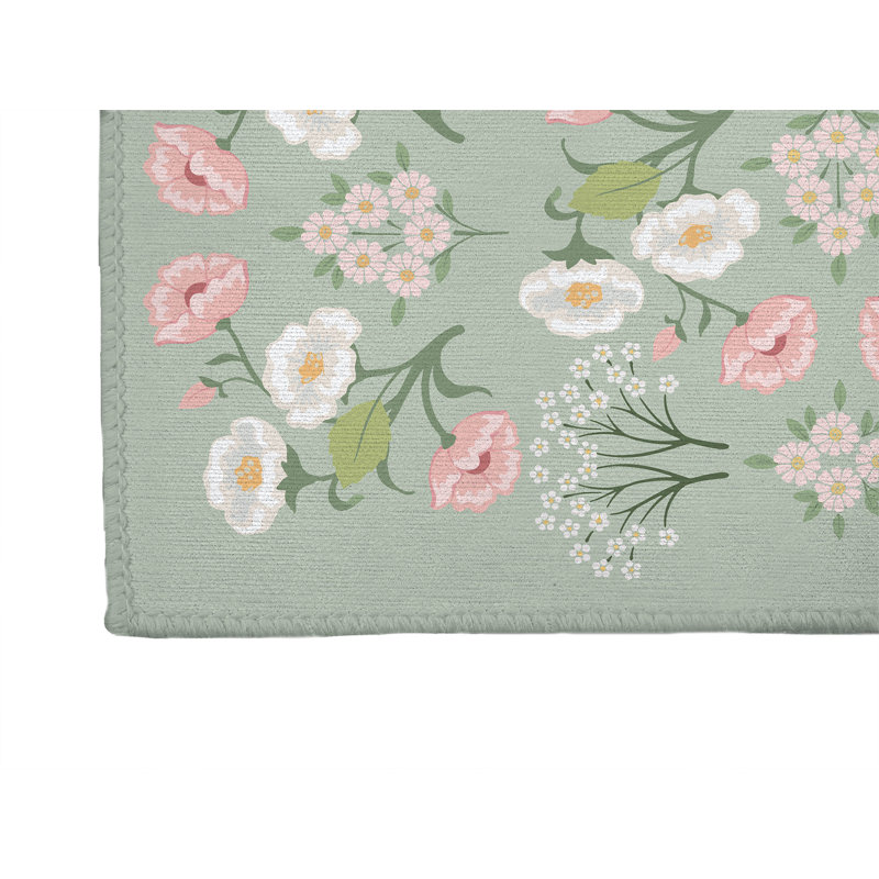 Tapis de bureau léger May Flowers, L 48 po x P 72 po, Sauge