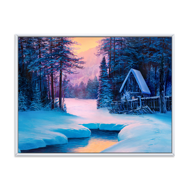 «Winter Landscape & The River House In The Woods II», reproduction sur toile, H 12 po x l 20 po x p 1 po