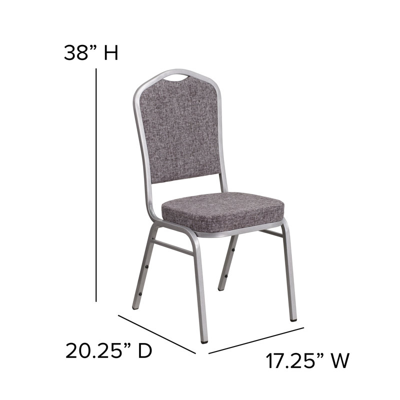 Chaise de banquet empilable Oliverson, Cadre argenté, Tissu à chevrons, 4