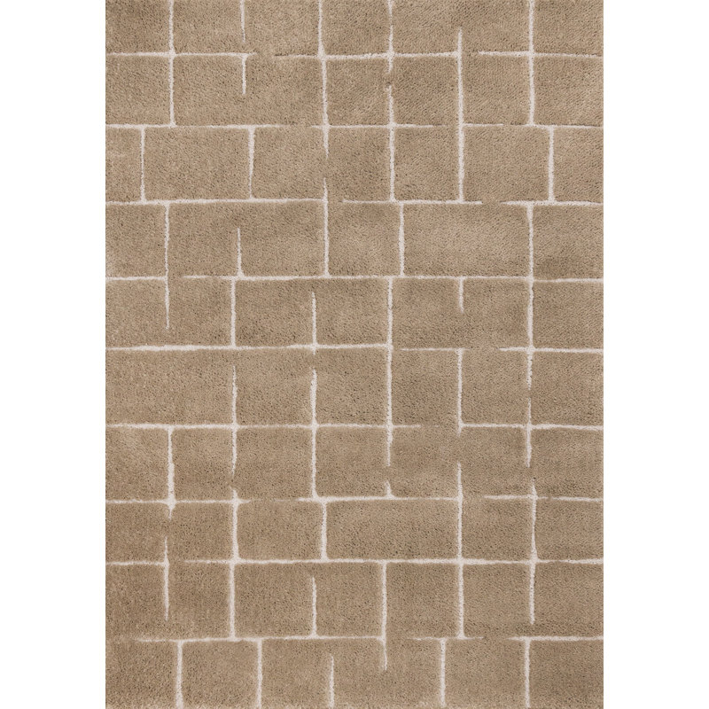 Tapis moderne brun clair Latasia, Rectangle 5 pi 3 po x 7 pi 7 po