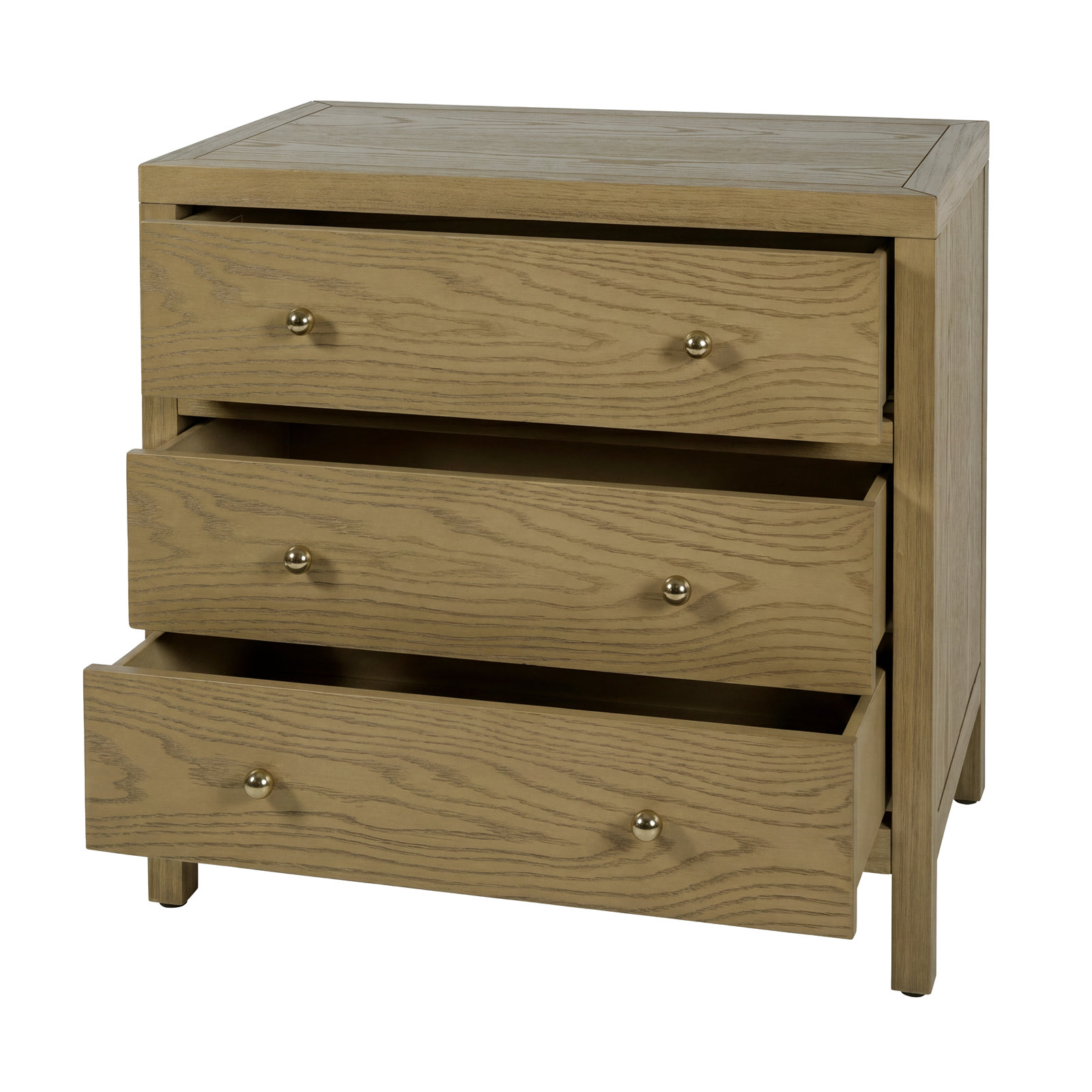 Celine 34" 3-Drawer Nightstand, Light Oak