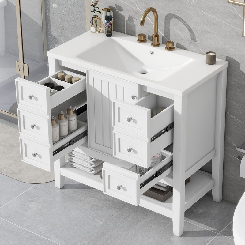 Tylerr 36'' Single Bathroom Vanity With Ceramic Top, White