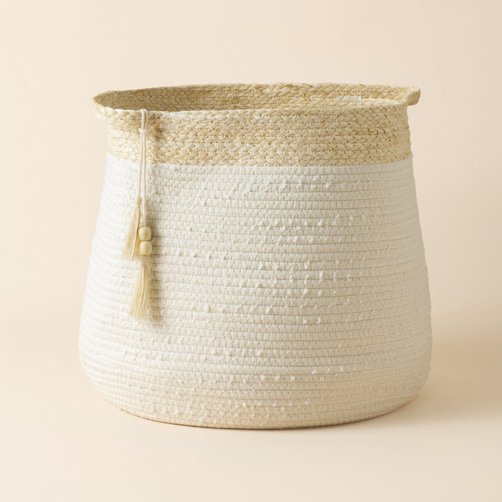 Althoff Handwoven 100% Cotton Storage Bin, Yellow/White