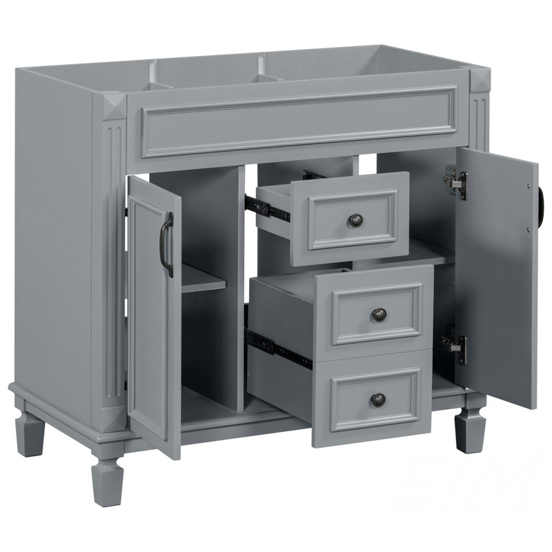 Armoire de rangement moderne de 36 pouces avec 2 portes à fermeture douce, meuble-lavabo durable et élégant sans lavabo supérieur, meuble-lavabo (sans lavabo)
