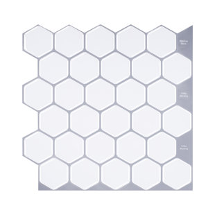 Carreau de mosaïque auto-adhésif en PVC 12 po x 12 po Hexagon