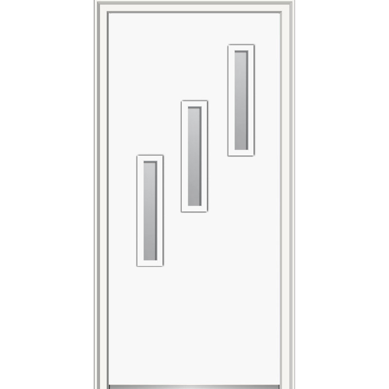 Porte d'entrée pré-suspendue en acier Spotlight, S'ouvre à droite vers l'intérieur, H 80 po x l 32 po x P 1,75po