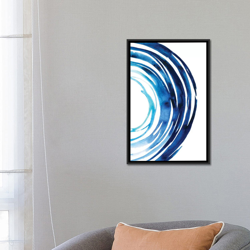«Blue Vortex II», reproduction sur toile, H 26 po x l 18 po x P 1,5 po, Toile avec cadre noir, Pas de tapis