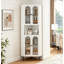 Armoire de rangement d'angle moderne, armoire de rangement en métal à 5 niveaux avec portes et tablettes.