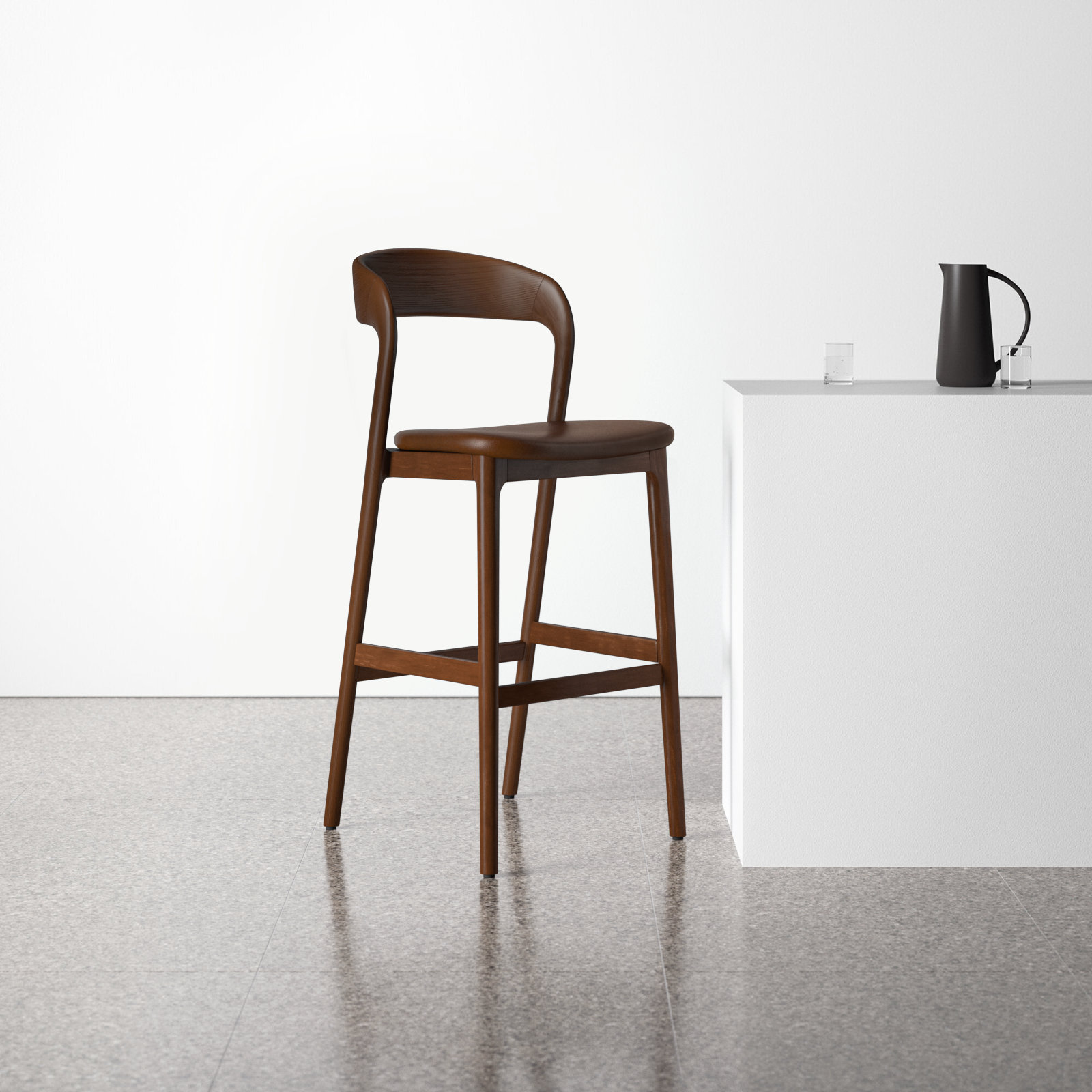 Kayla Bar Stool, Bar Stool (30.5" Seat Height), Sonoma Coco Genuine Leather/Umber Ash