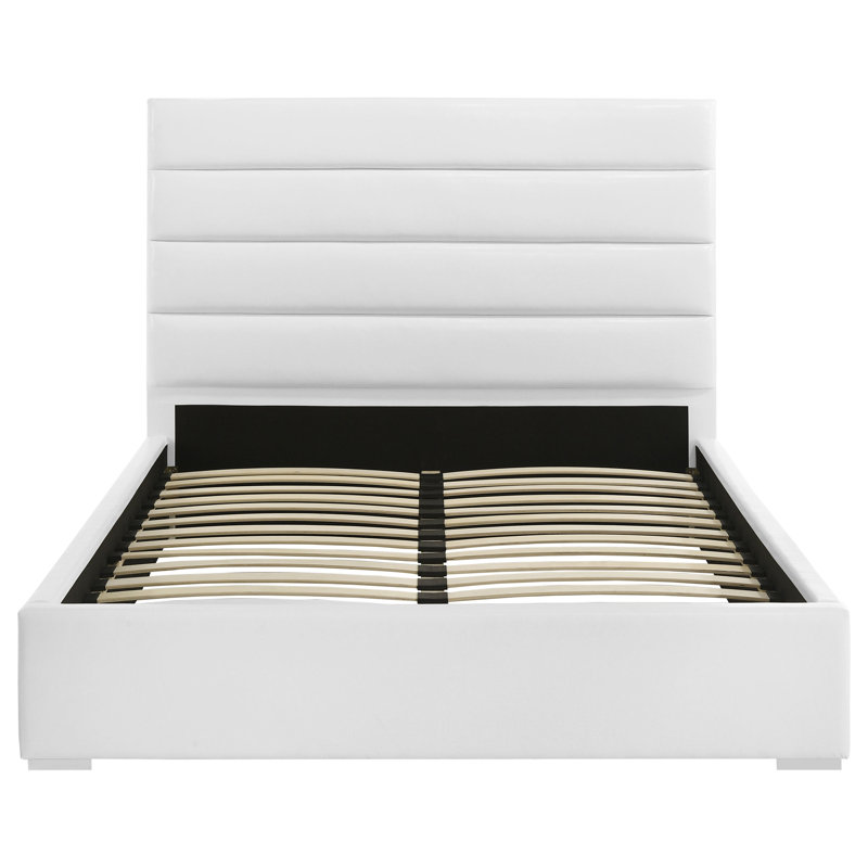 Bzenec 53-inch Upholstered Queen Platform Bed White, Queen