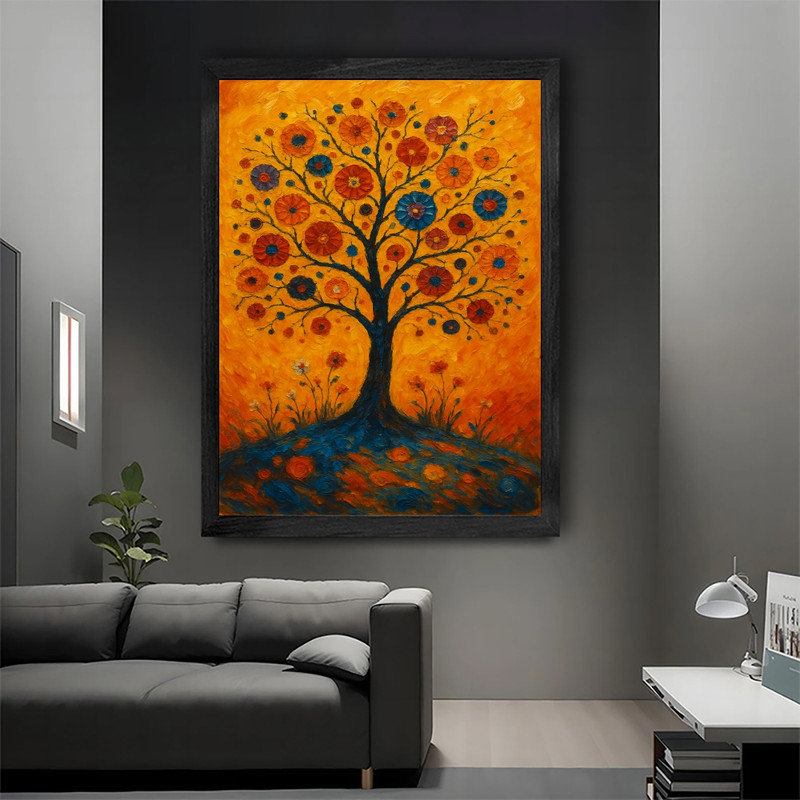 "Black", art floral inspiré de Gustav Klimt, impression d'art bohémien, H 11 po x l 9 po