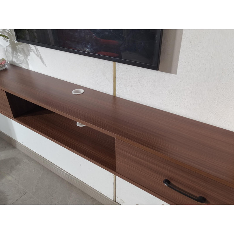 Modern 47-Inch Wall-Mounted  Floating Tv Stand With 2 Doors, For Tvs Up To 50'', Walnut, 7.9"H x 47"L x 9.4"W