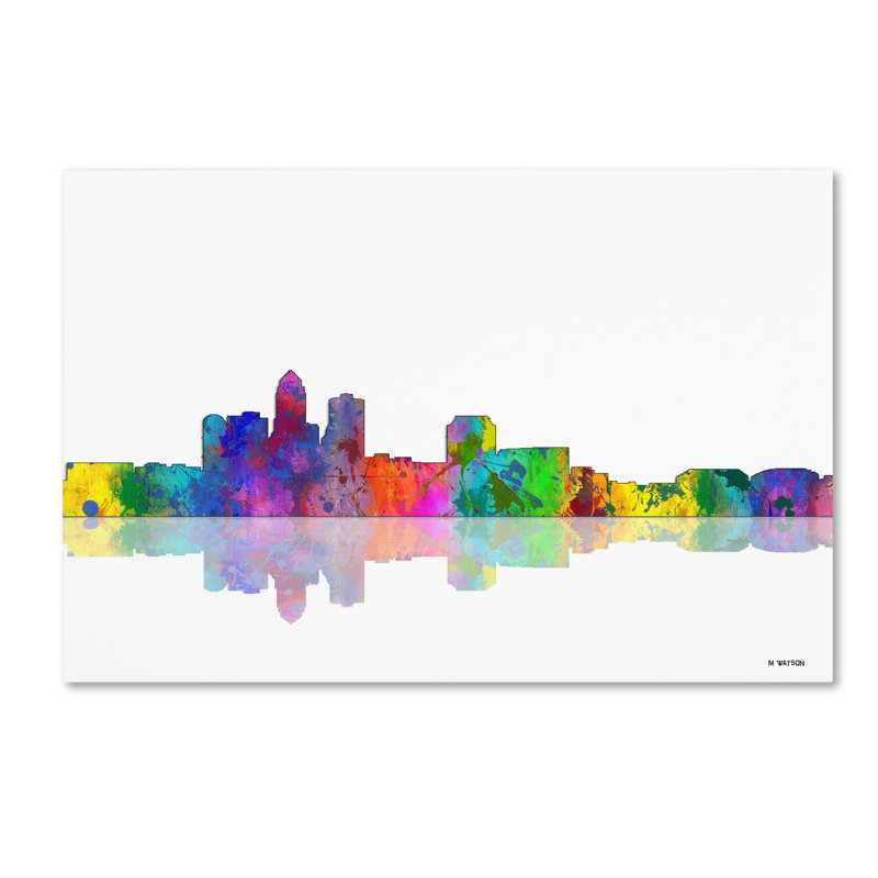 Des Moines Iowa Colorful Skyline Canvas Art