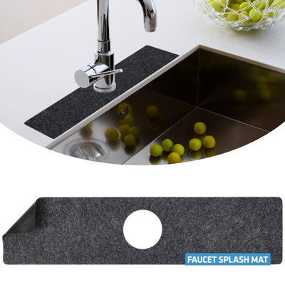 Faucet Splash Guard Drying Mat for Kitchen Sink - Absorbent, Waterproof, Machine Washable