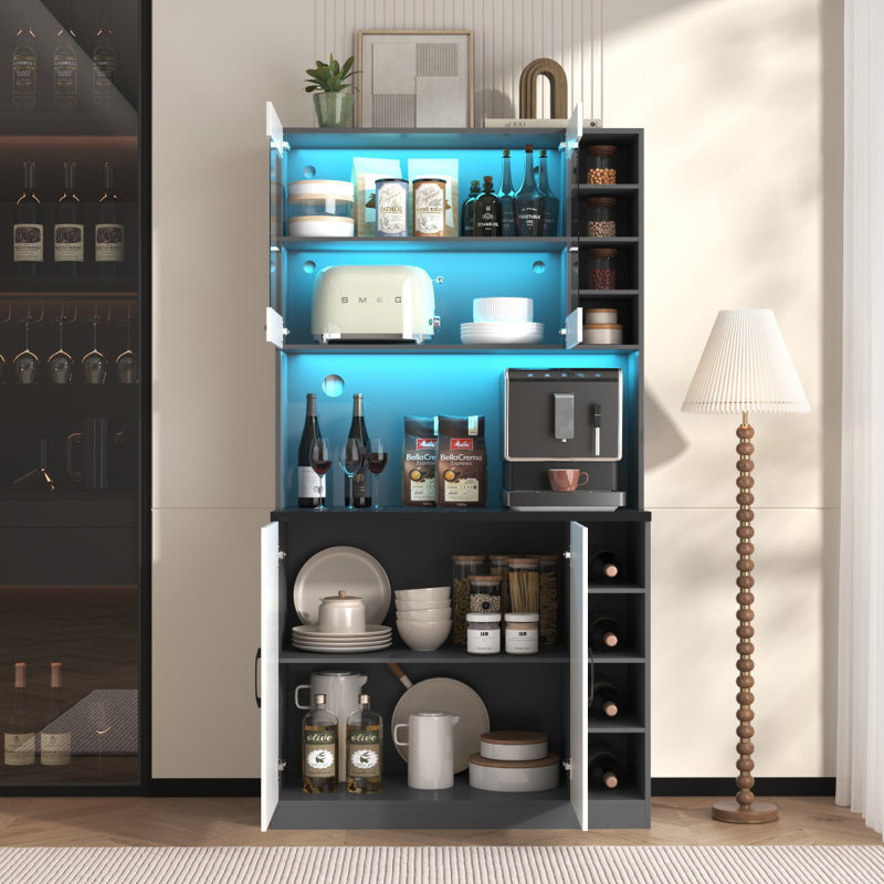 187cm Kitchen Pantry, White/Black