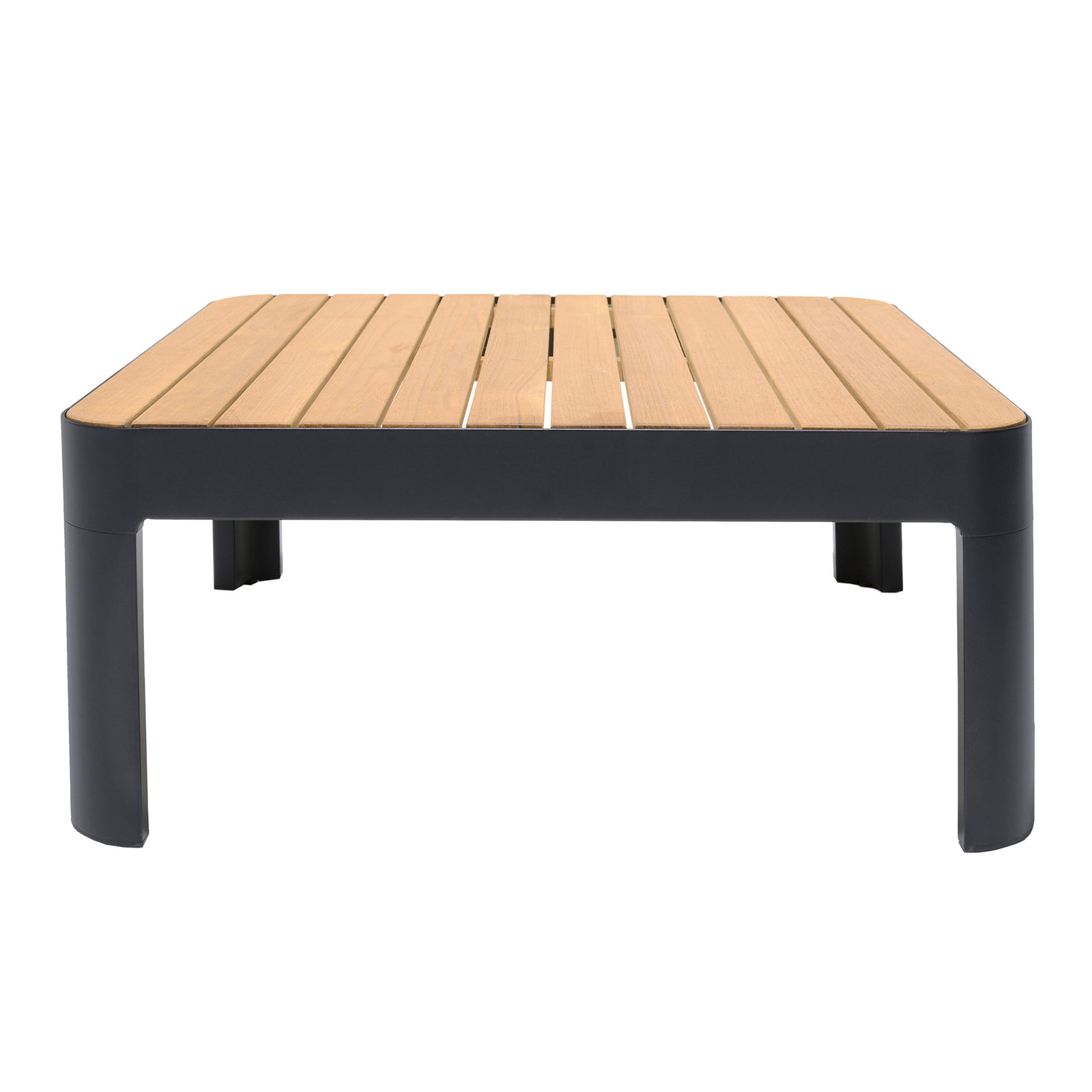 Brix Teak Patio Coffee Table, Oak, 28.2" W x 28.2" L x 12.8" H, Black 2