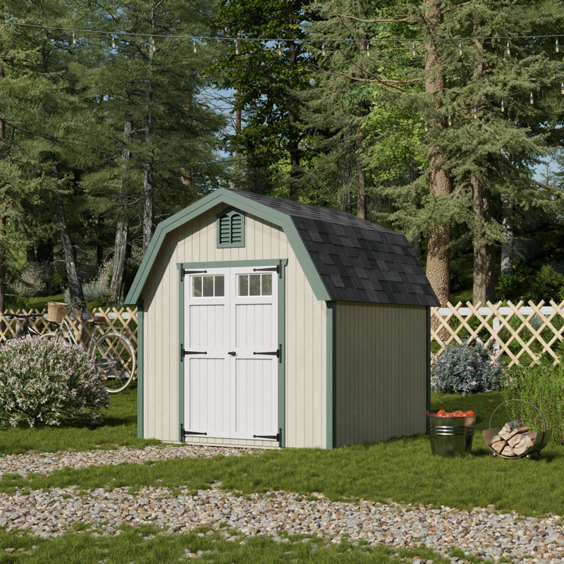Colonial Greenfield Barn Outdoor Wood Storage Shed, 8' x 8', Yes