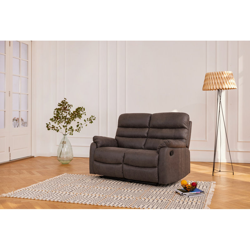 Kharis 2 Seater Faux Leather Reclining Sofa, Grey