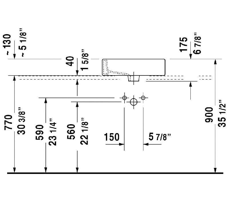 White Ceramic Rectangular Above-Counter Vessel Sink